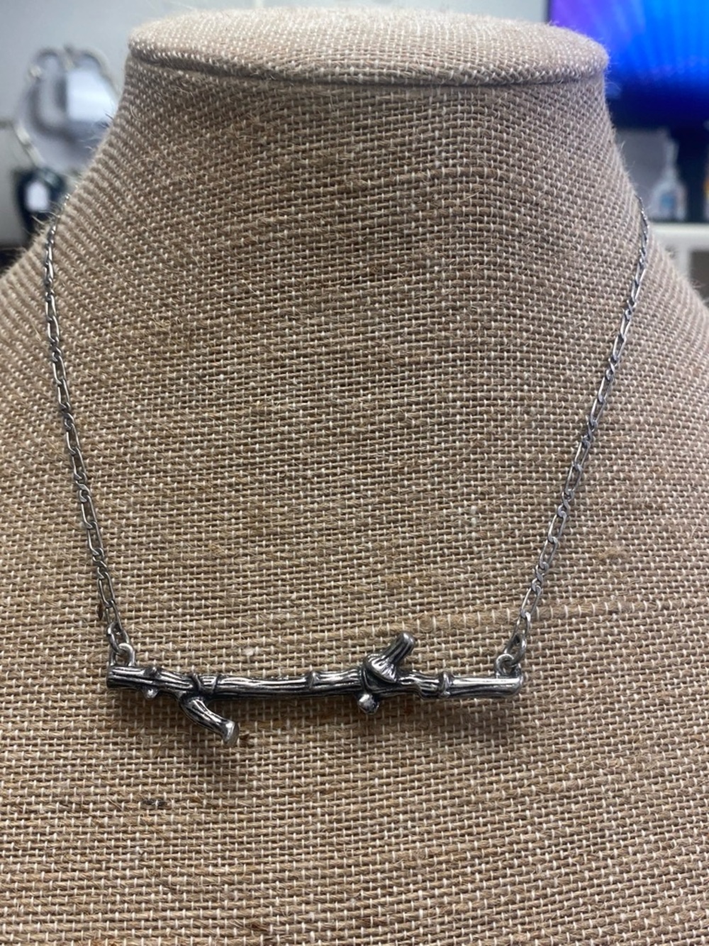 Silver tone Twig Bar Necklace - Women Jewelry